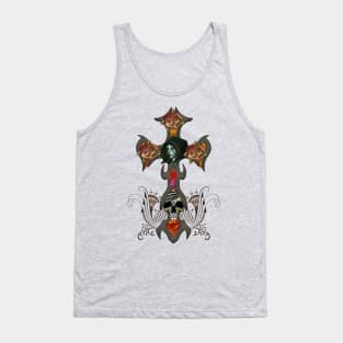 Fantasy cross with skull and roses Tank Top